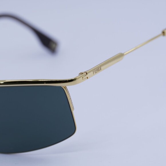 Fendi FE40141U 30N Sunglasses Shiny Gold Rectangle Frame, Green Lenses - Picture 2 of 10